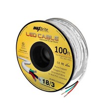 100ft.18AWG Low Voltage LED Cable 3 Conductor White Sleeve in-Wall Speaker Wi...
