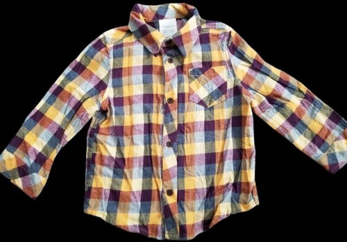 * PRIMERAS IMPRESIONES Camisa Amarilla a Cuadros Manga Larga Botón Frontal Niños 24 Meses - Imagen 3 de 3