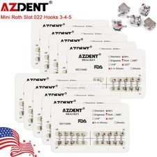 10Pack AZDENT Dental Orthodontic Brackets Braces Metal Mini Roth.022 Hooks 3 4 5