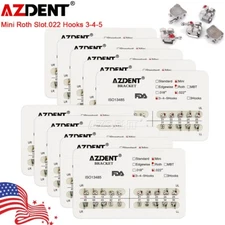 10Pack AZDENT Dental Orthodontic Brackets Braces Metal Mini Roth.022 Hooks 3 4 5