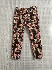 Adrianna Papell Floral Print cotton spandex Tapered Leg Embellished Pants 4