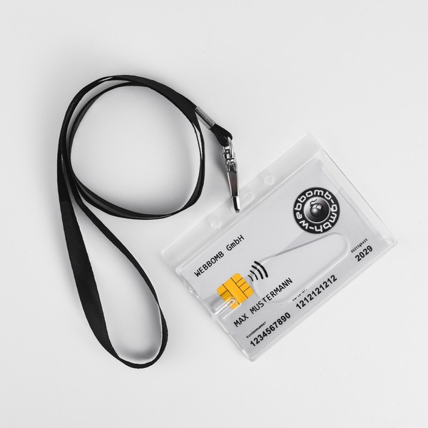 Ausweishalter Komplettset Kartenhalter Mit Daumenausschub+ SchlüSselband Lanyard-image