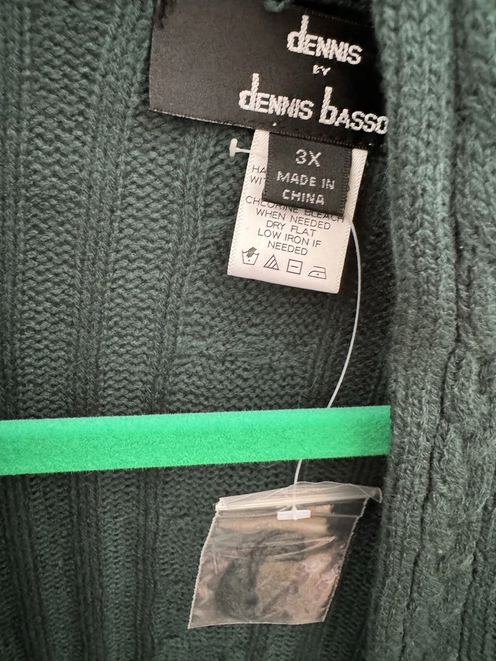 Suéter cárdigan abierto verde oscuro Dennis Basso para mujer talla 3X C-23 Foto 2 de 3