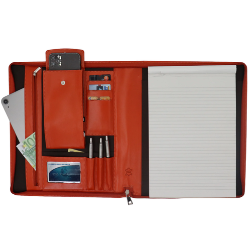 Leren Schrijfmap A4 Oranje - Business set - Tablet sleeve - Werkmap A4 - Oranje - Bild 8 von 13