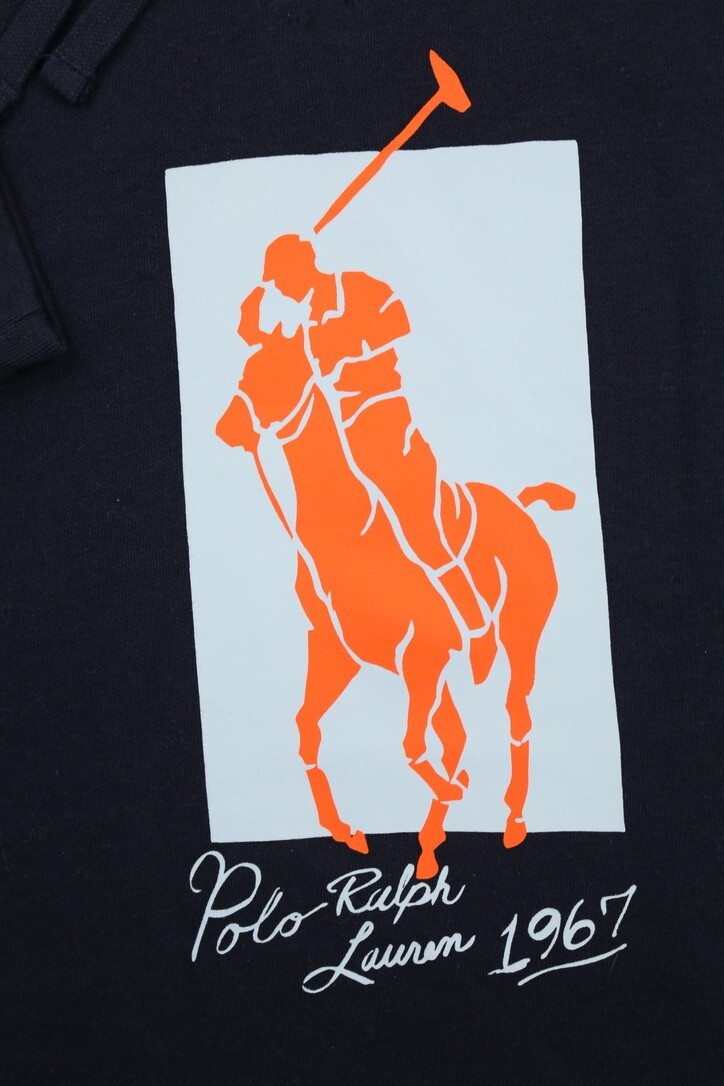 Polo Ralph Lauren Big Pony Logo Fleece Felpa con Cappuccio Uomo 4LT Grande Alta Navy