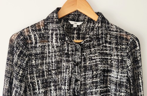 CUE Size 8 W22 Abstract Print Twist Detail Semi Sheer Shirt Blouse - Picture 3 of 6
