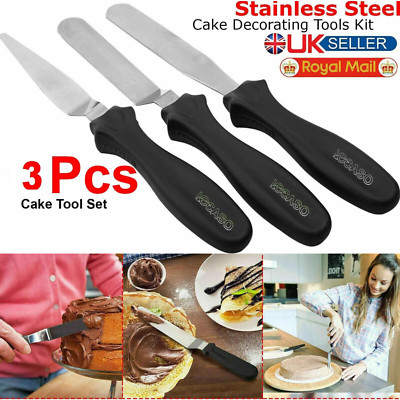 3-teiliges Spatel-Set Küchenutensilien Kuchendekoration glatte Werkzeuge Palette Messer UK