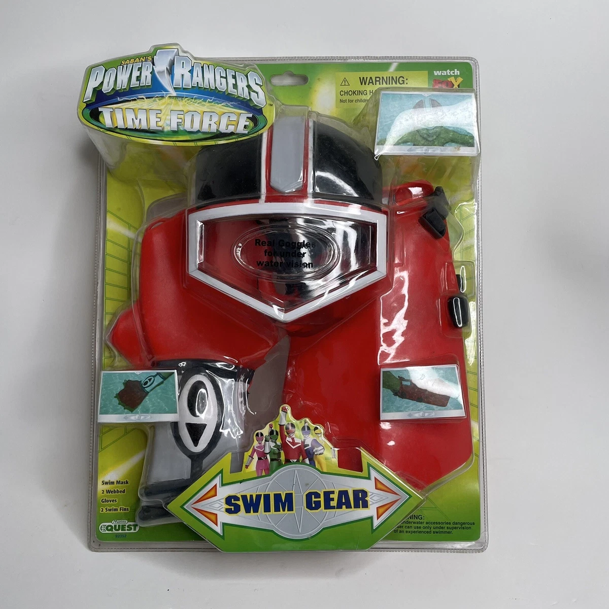 Vintage 2001 Power Rangers Time Force Red Swim Gear Manley Quest Toy Collectible