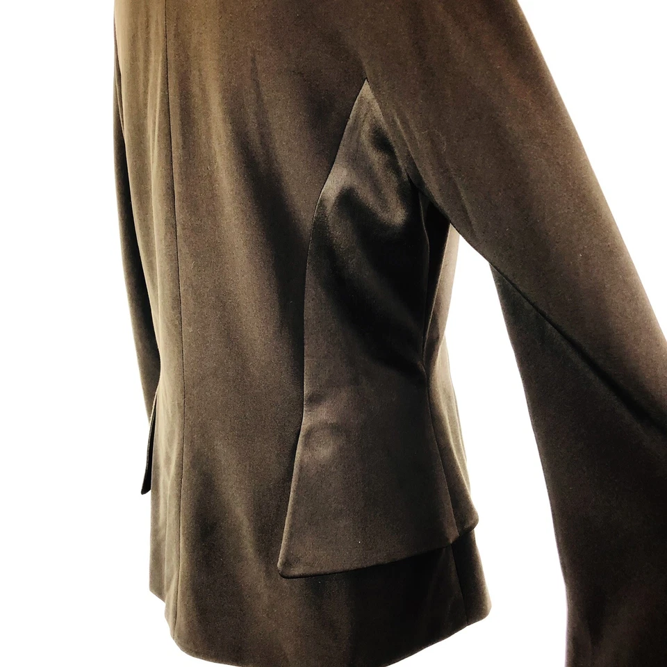 Chaqueta Blazer De Colección Años 80 Rickie Freeman para Teri Jon Nites Marrón Seda Para Mujer Talla 8 Foto 4 de 4