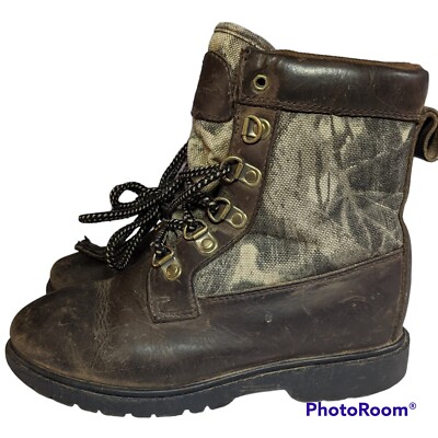 Browning Boots Kids Sz 13M Brown Leather Camo Thinsulate  display picture 3