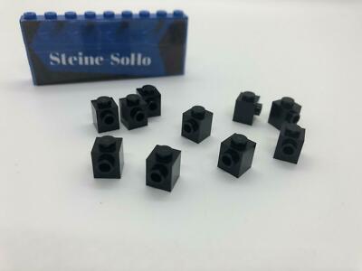 Lego (c) 10x Stein 1x1 mit Noppe Seite - schwarz - 87087 - black with stud
