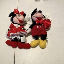 Valentine's Day MICKEY/MINNIE MOUSE BEANIES Disney Bean Bag Plush Red Heart
