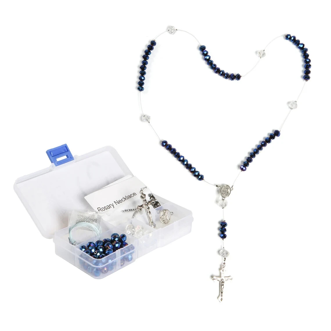 Rosary Making Kit Glass Bead Rosary Supplies Beads Jewelry Making Metallic  Blue