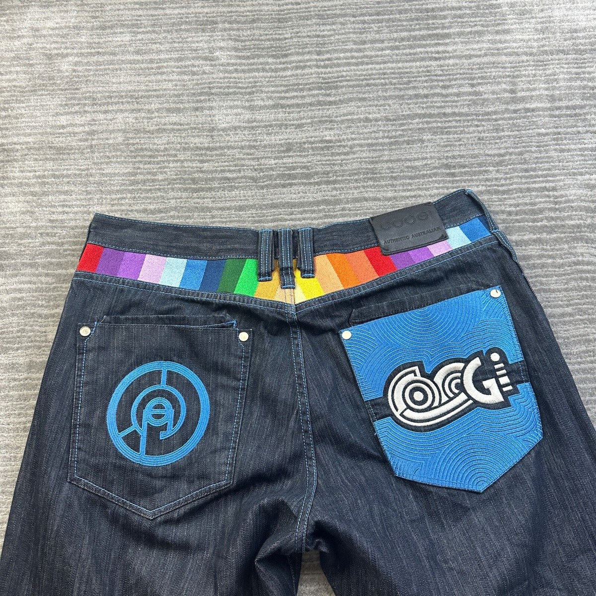 【90s Coogi】baggy half denim pant hiphop Coogi Australia Baggy Jeans Embroidered Logo Skater Hip Hop