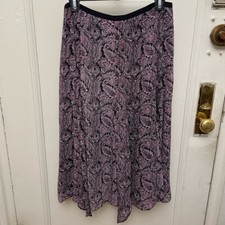 Vintage Y2K Liz Claiborne Maxi Skirt Paisley Purple Black Scarf Hem Flowing 8P