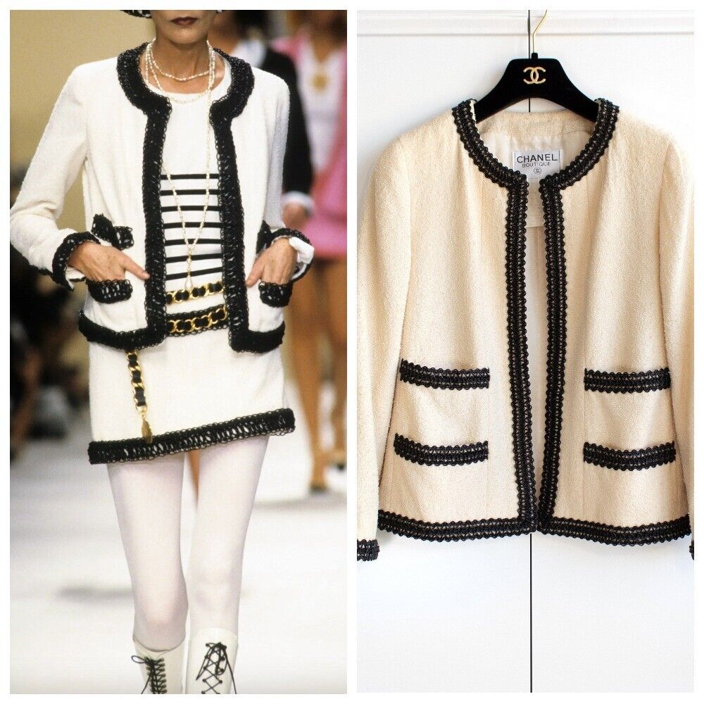 Chanel Vintage Spring/Summer 1994 Ecru Ivory Cream Black Chanel Vintage Spring/Summer 1994 Ecru Ivory Cream Black