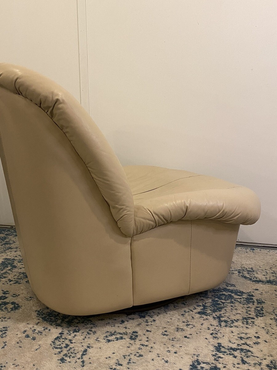 Vintage 1980's Postmodern Leather Swivel Glider Lounge Chair