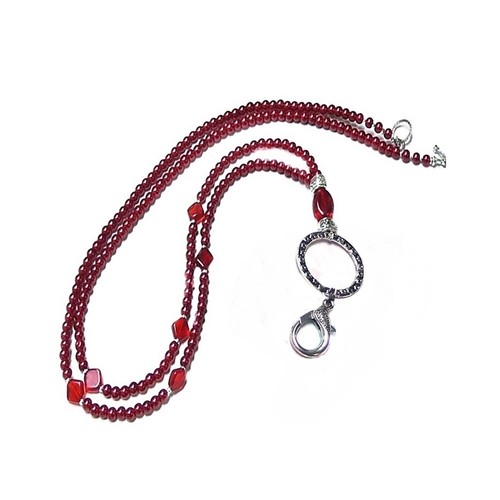 Beaded Lanyard Necklace badge, reading glasses holder with pearls, COLOR CHOICE - Foto 12 di 13