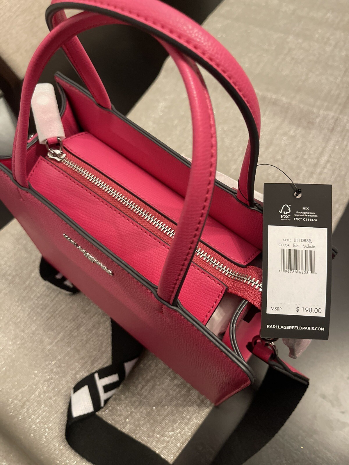 Karl Lagerfeld Maybelle Logo Top Handle Satchel Guitar Strap Crossbody