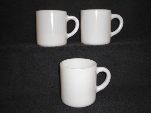 VINTAGE HAZEL ATLAS MILK GLASS COFFEE CUPS / MUGS - SET OF 3