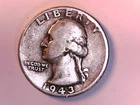 U S 1943-S Washington 1/4 Dollar very FINE