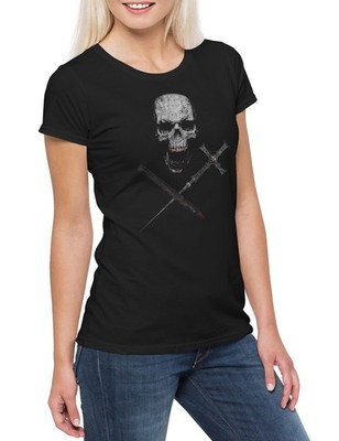 Vampire Skull Damen T-Shirt Vampir Blut True Gebiss Zähne Dracula Biss Bite