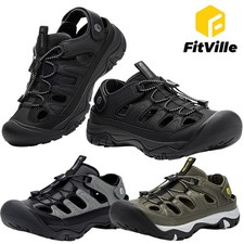 FitVille Men's Closed Toe Sandals Trekking Hiking Sport Sandals Arch Support