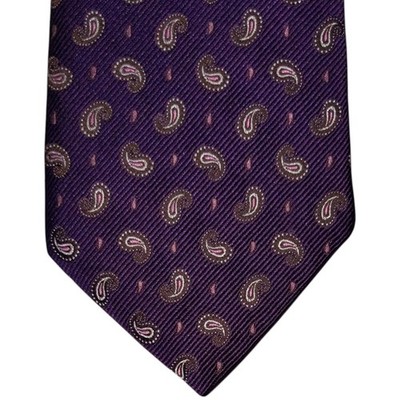 Robert Talbott Silk Necktie Mens Purple Paisley Preppy Designer Tie EUC