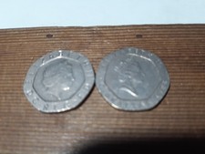 2 VINTAGE QUEEN ELIZABETH II GIBRALTAR  20 PENCE COINS 1988 & 1998