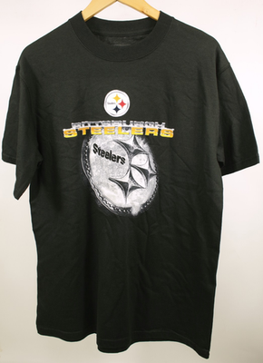 #ad Pittsburgh Steelers Troy T Shirt NFL TEAM APPAREL size MEDIUM BLACK $9.99