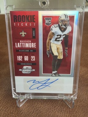 2017 Panini Contenders Optic Rookie Ticket Marshon Lattimore Red Auto Saints /75