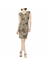 JESSICA HOWARD Womens Brown Sleeveless Below The Knee Body Con Dress 10