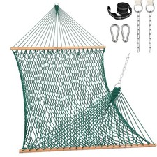 Lazy Daze Hammocks 13FT Polyester Rope Hammock, Double 2 Person Traditional H...
