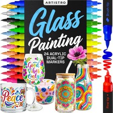 ARTISTRO 24 Glass Acrylic Paint Markers - 1 Count Pack of 24 , Multicolor
