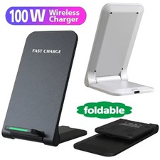 100W Fast Wireless Charger Stand Dock For Apple iPhone Samsung Android Phone UK