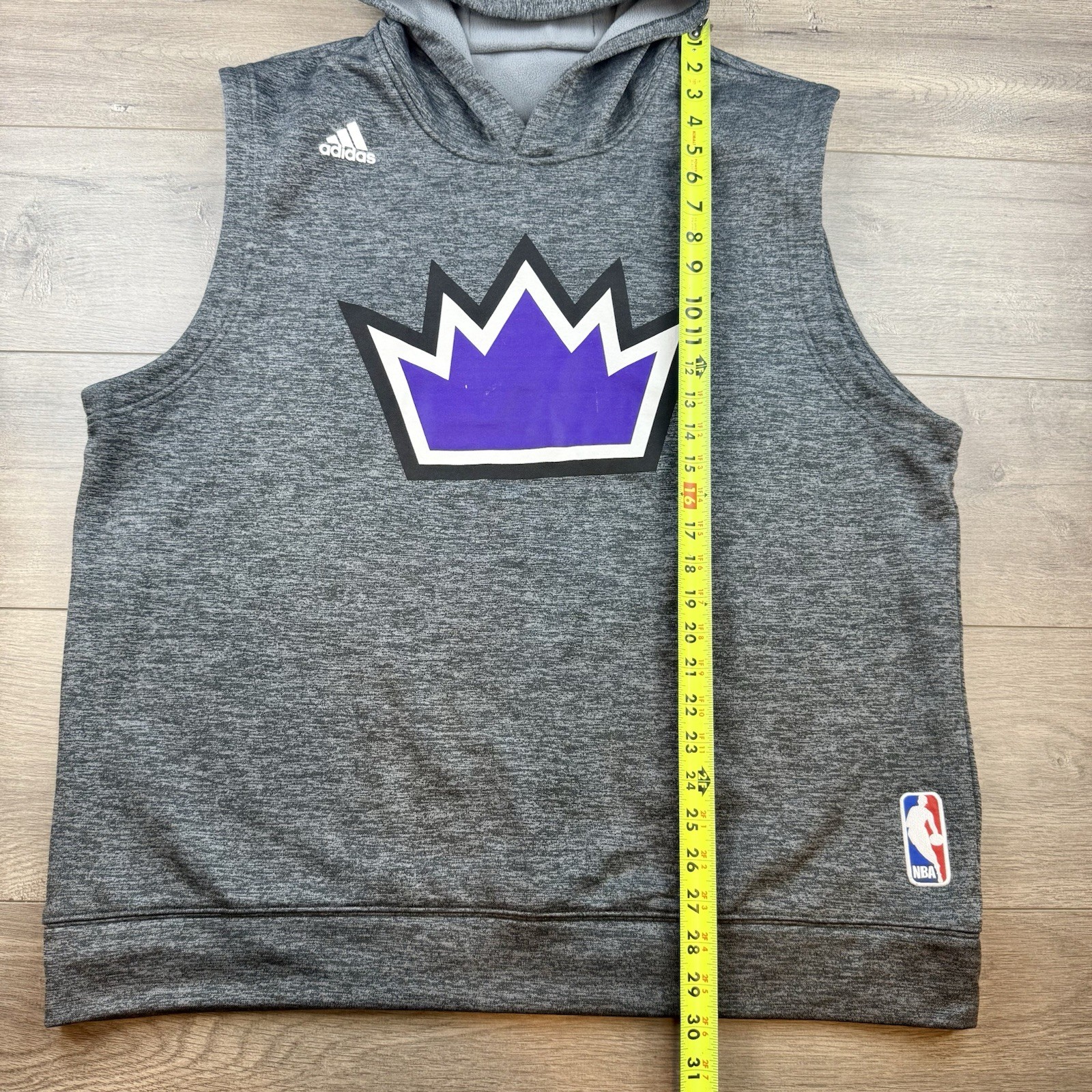 Adidas Sacramento Kings NBA Sleeveless Hoodie Fleece Climawarm Sweatshirt Men's thumbnail 11