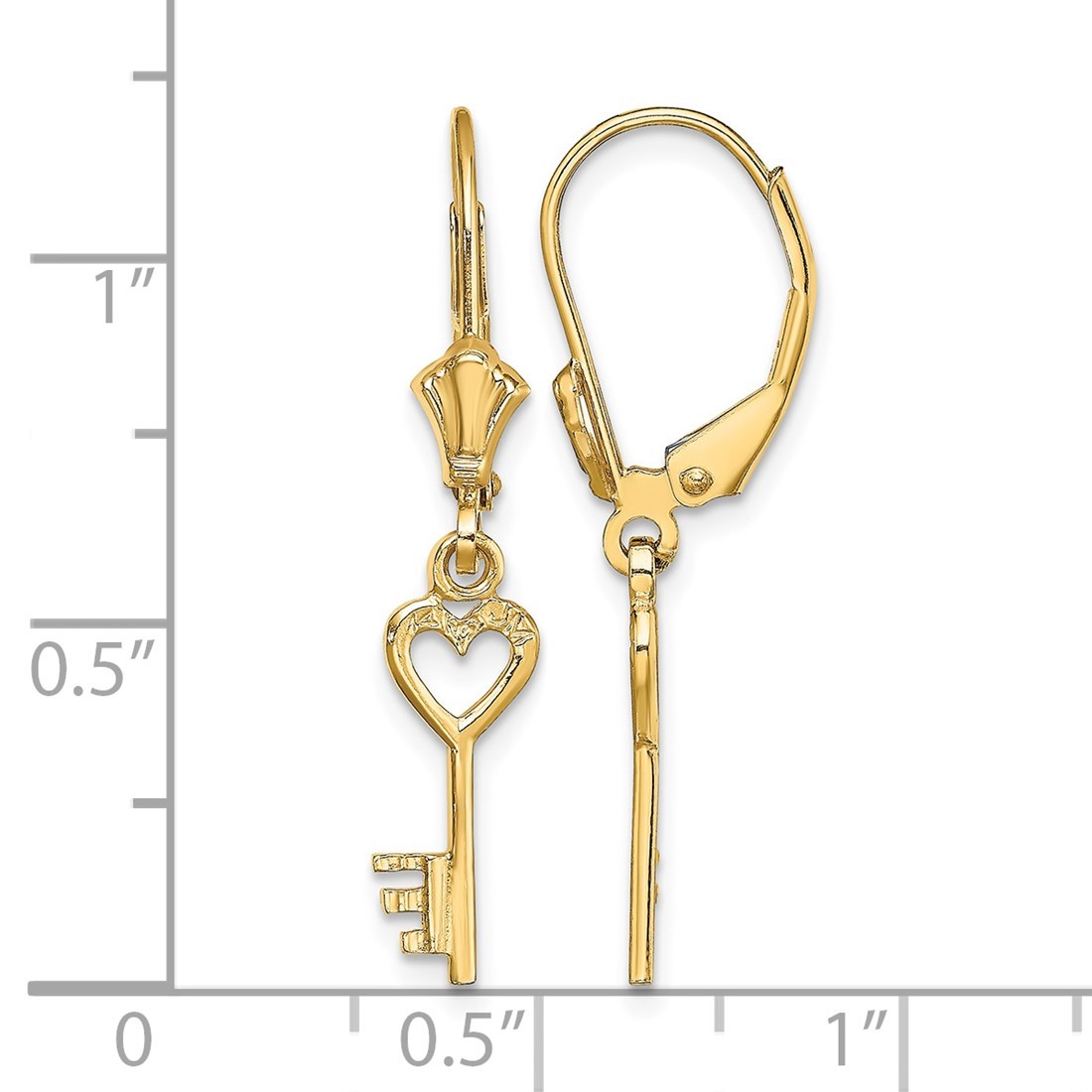 Key Rings Gold Heart 14K Yellow Gold Polished Heart Key Leverback Earrings | eBay
