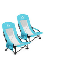 Oileus Folding Portable Beach Chair High-Back Low-Seat Lightweight Chair For