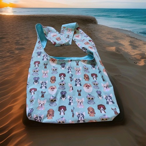 Borsa a tracolla Hobo Sling tote fatta a mano coccolati cani animali domestici - Foto 9 di 12