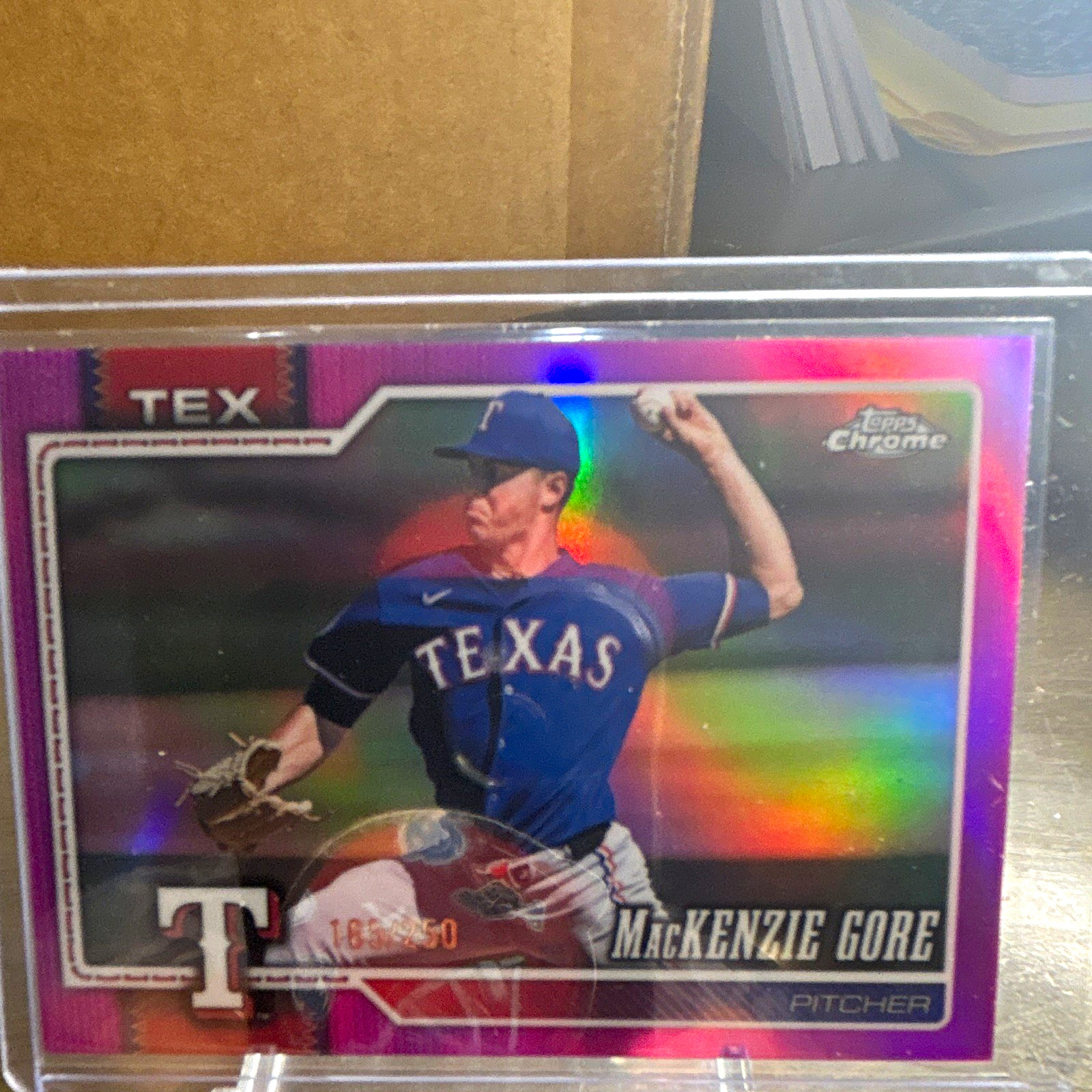 Topps 2025 Chrome Mackenzie Gore #41 Texas Rangers Purple Refractor /250