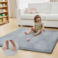 Baby Play Mat for Floor 1.3" Thick Memory Foam 50x50 Soft Velvet Playpen Mat ...