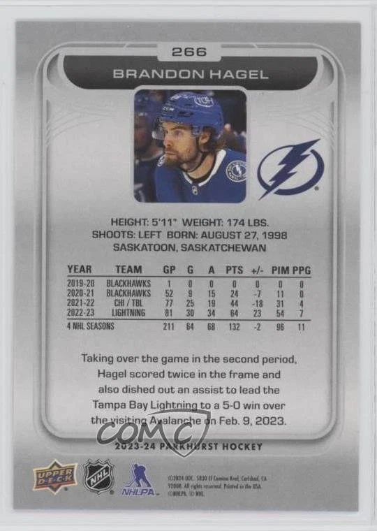 2023-24 Upper Deck Parkhurst Silver Foil Brandon Hagel #266 - Image 2 of 2