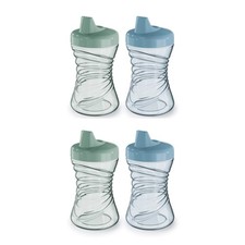 NUK First Choice Fun Grips Hard Spout Straw Cup 2.0, 4 Pack, Blue/Green 2.0
