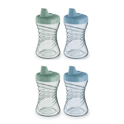 NUK First Choice Fun Grips Hard Spout Straw Cup 2.0, 4 Pack, Blue/Green 2.0 