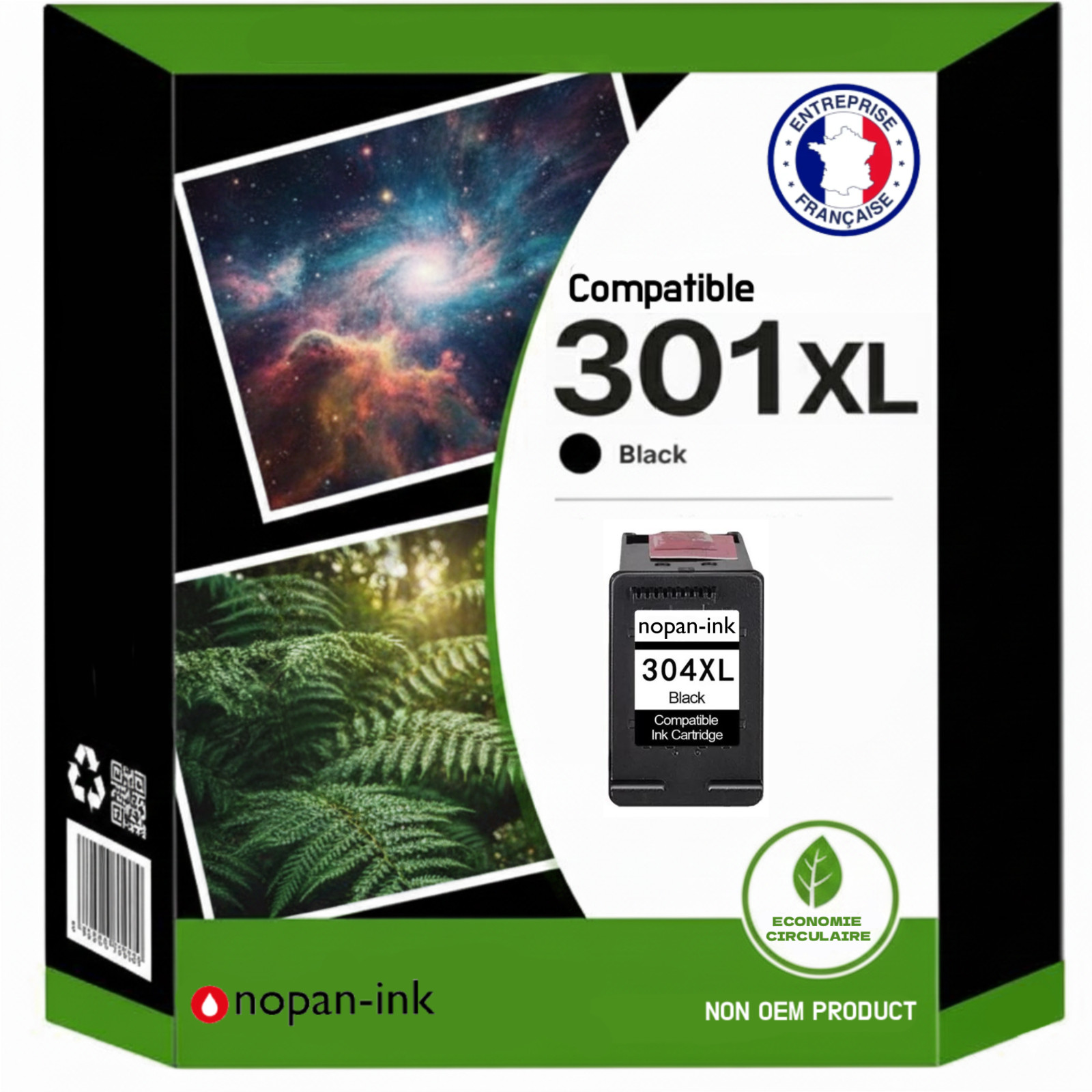 Cartouche HP 301XL Noir Nopan-ink à séchage rapide anti-bavure