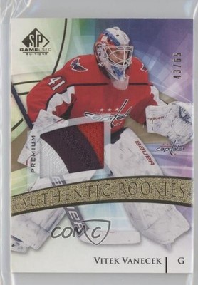 2020 SP Game Used Authentic Rookies Gold 43/65 Vitek Vanecek Rookie Patch RC 3b3