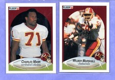 1990 Fleer Redskins lot of 2    Wilber Marshall,  Charles Mann