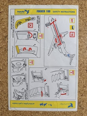 Iran Air Fokker 100 Safety Card