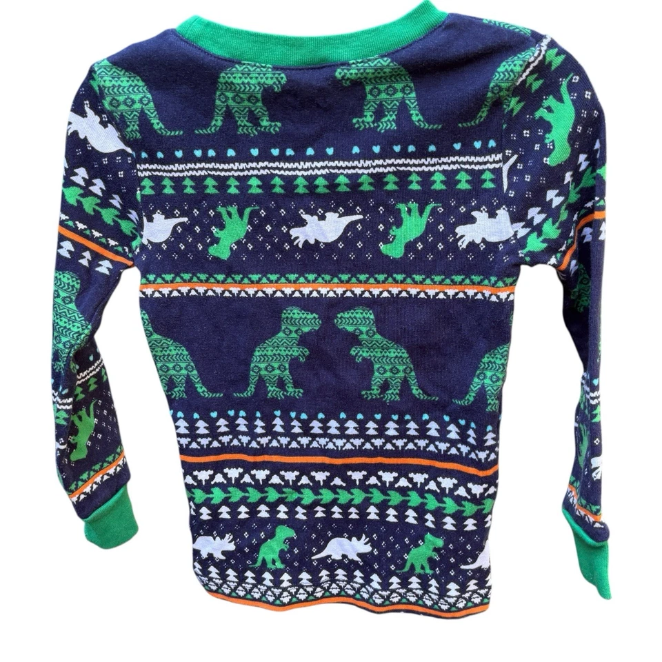 Conjunto de pijama de dinosaurio 4T Spotted Zebra Boys 100 % algodón azul verde estampado de dinosaurios pijamas Foto 3 de 4