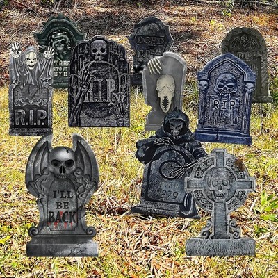 GameXcel 10PCS Halloween Tombstone Decorations 10 Pack, Yard Signs Only 